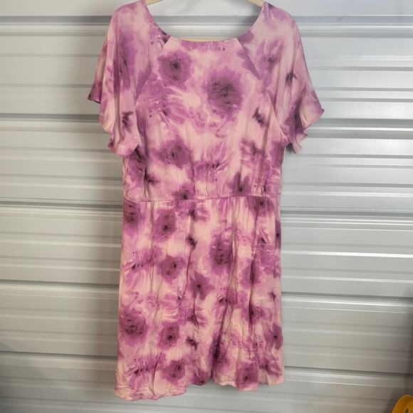 Abound Pink Flutter Sleeve v- Neck Tie Neck Sundress - Picture 8 of 8